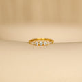 Pave Triple Birthstone Ring Silver 18K Gold Plated