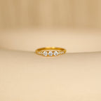 Pave Triple Birthstone Ring Silver 18K Gold Plated