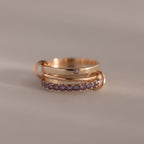 Triple Linked Alexandrite Ring Set Silver 18K Gold Plated
