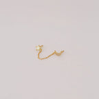 Moon & Star Chain Earrings Silver 18K Gold Plated