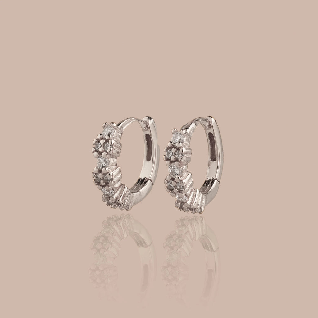 Diamond Cluster Huggies Silver 18K Gold Plated