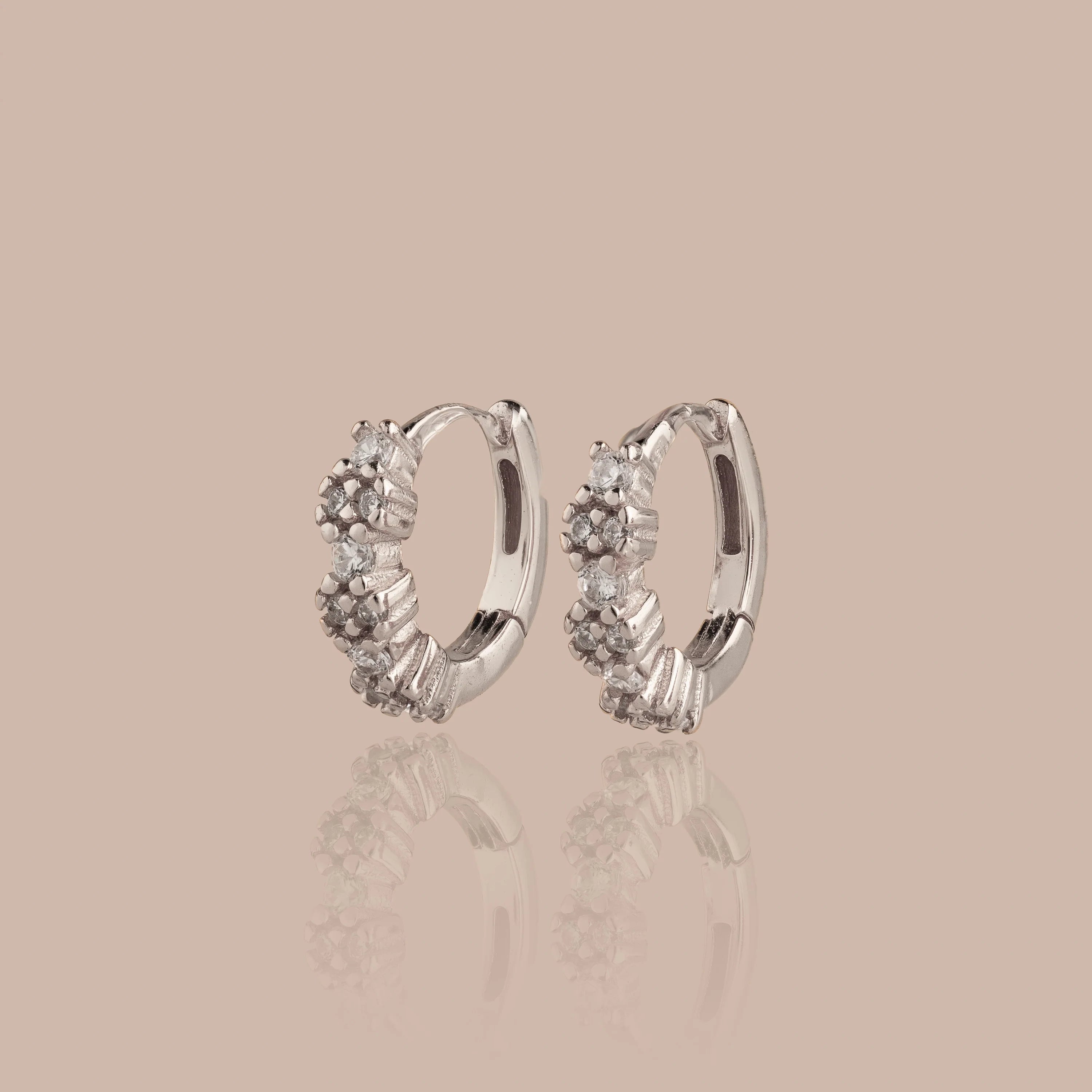Diamond Cluster Huggies Silver 18K Gold Plated