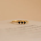 Helena Diamond Onyx Ring Silver 18K Gold Plated