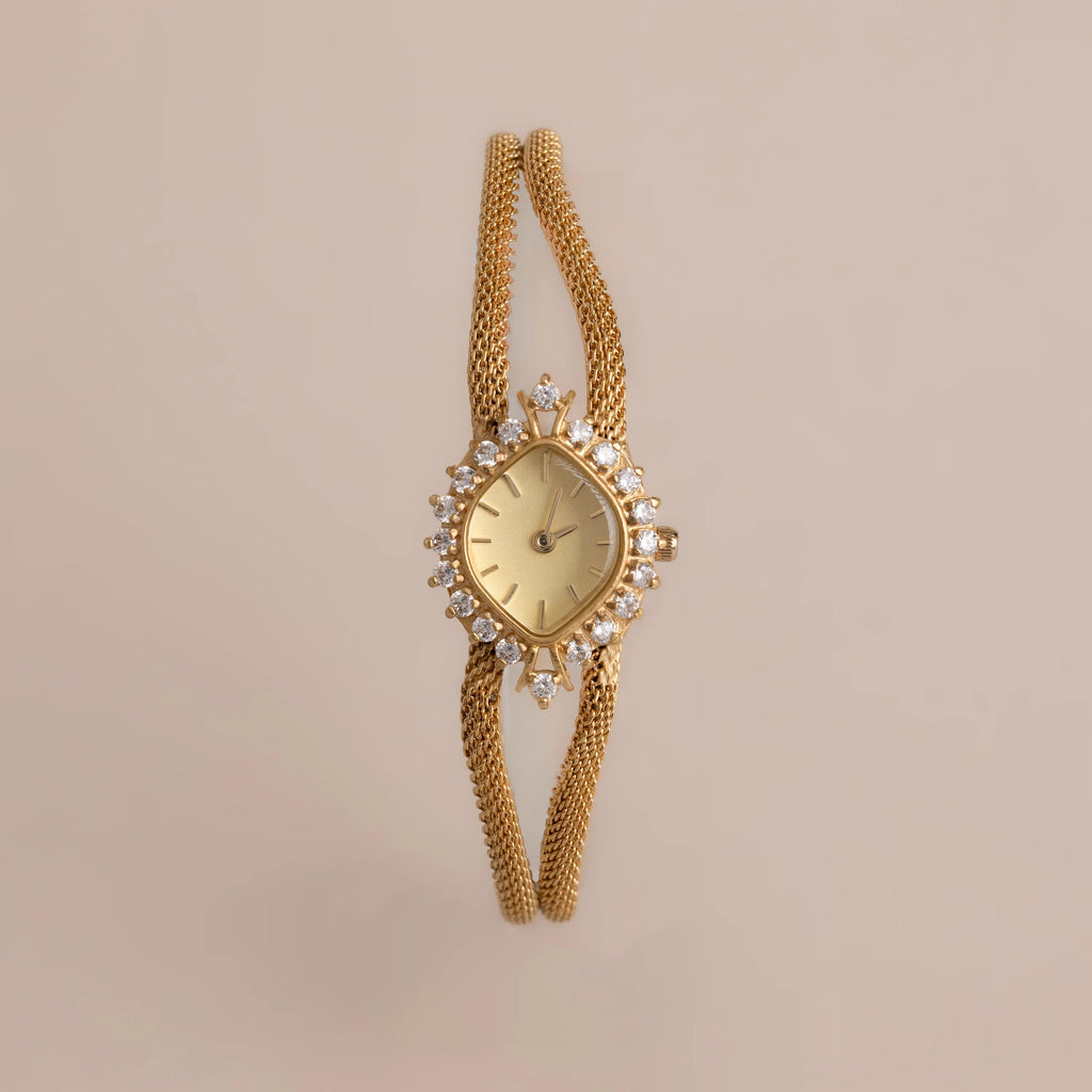 Duo Chain Diamond Timepiece Silver 18K Gold Plated