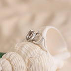 Mother of Pearl Inlay Huggies Silver 18K Gold Plated