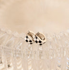 Checkered Huggies Silver 18K Gold Plated