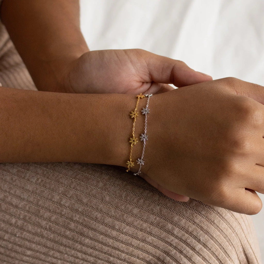 Flower Child Bracelet Silver 18K Gold Plated