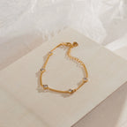 Diamond Station Bracelet Ring Silver 18K Gold Plated