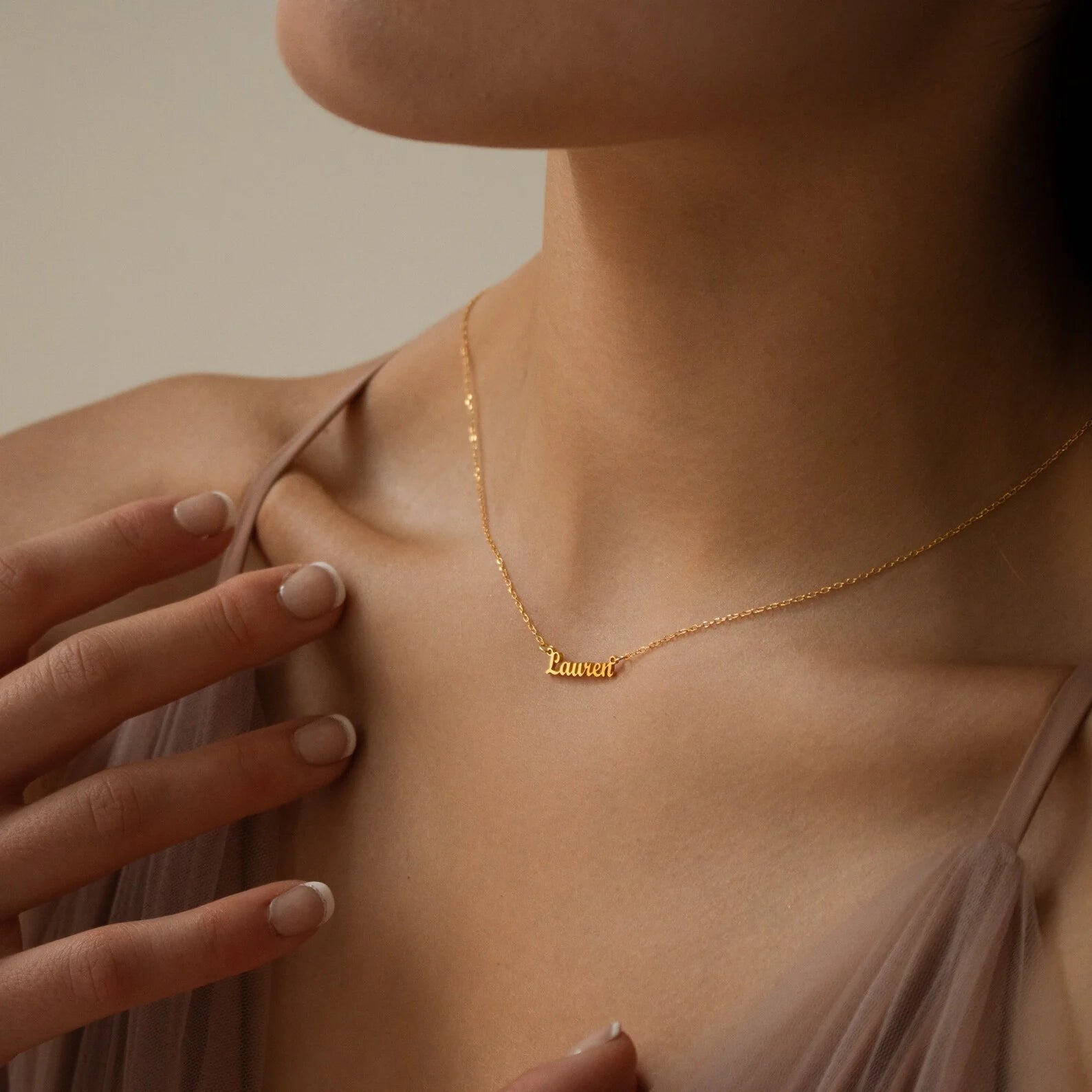 Tiny London Name Necklace Silver 18K Gold Plated