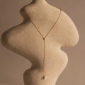 Diamond Pearl Drop Lariat Necklace Silver 18K Gold Plated