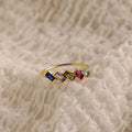 Multiple Baguette Birthstone Ring Silver 18K Gold Plated