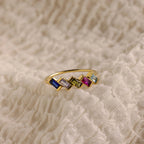 Multiple Baguette Birthstone Ring Silver 18K Gold Plated