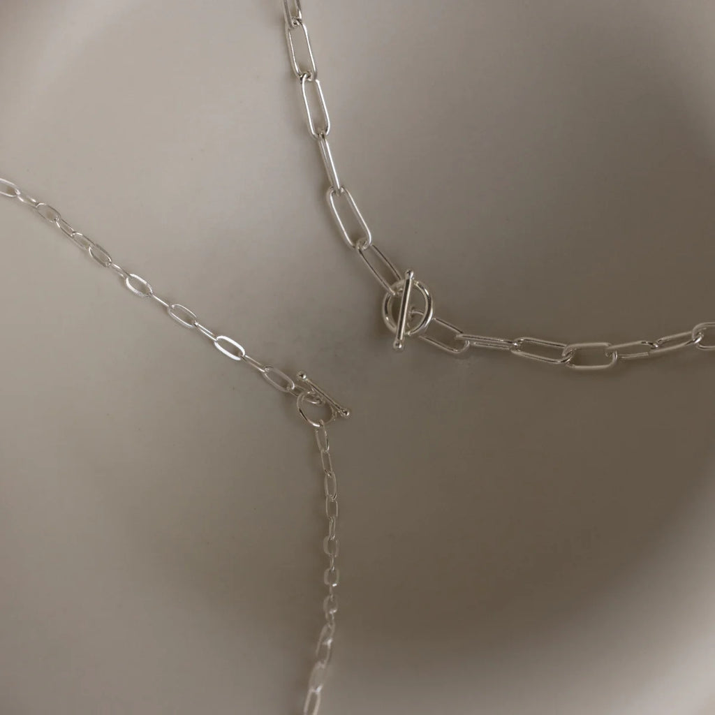Dainty Link Chain Necklace Silver 18K Gold Plated