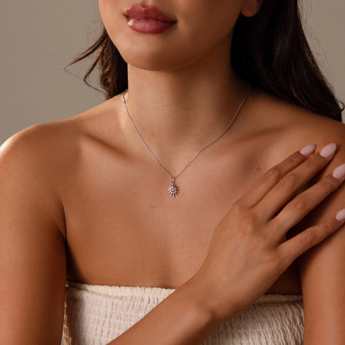 Celestial Sun Necklace Silver 18K Gold Plated
