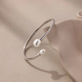 Shell Pearl Cuff Bracelet Silver 18K Gold Plated