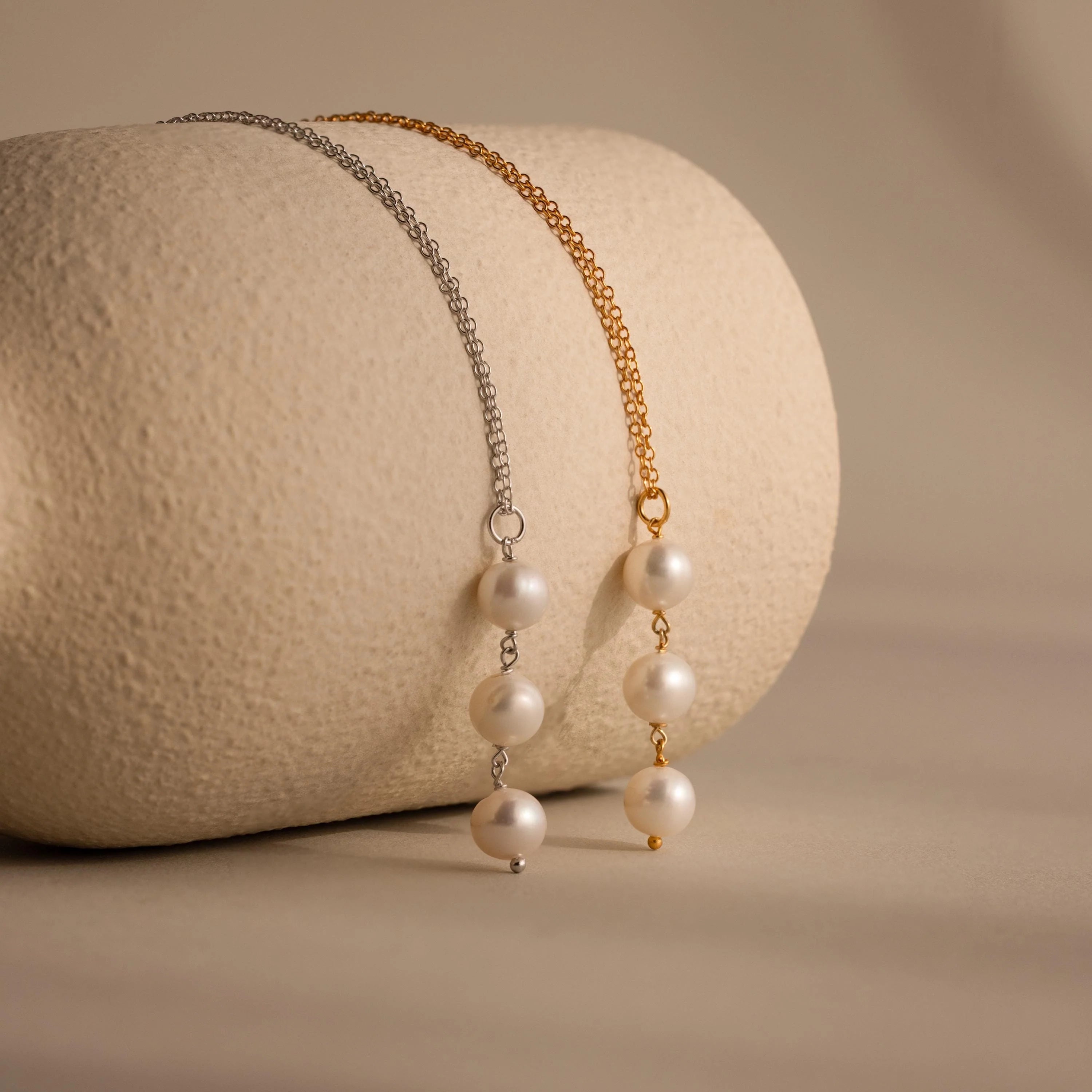 Pearl Cascade Necklace Silver 18K Gold Plated