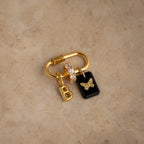 Onyx Butterfly Charm Silver 18K Gold Plated