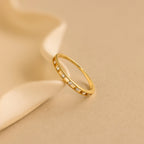 Diamond Station Ring Silver 18K Gold Plated