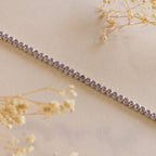 Pink Bezel Tennis Necklace Silver 18K Gold Plated