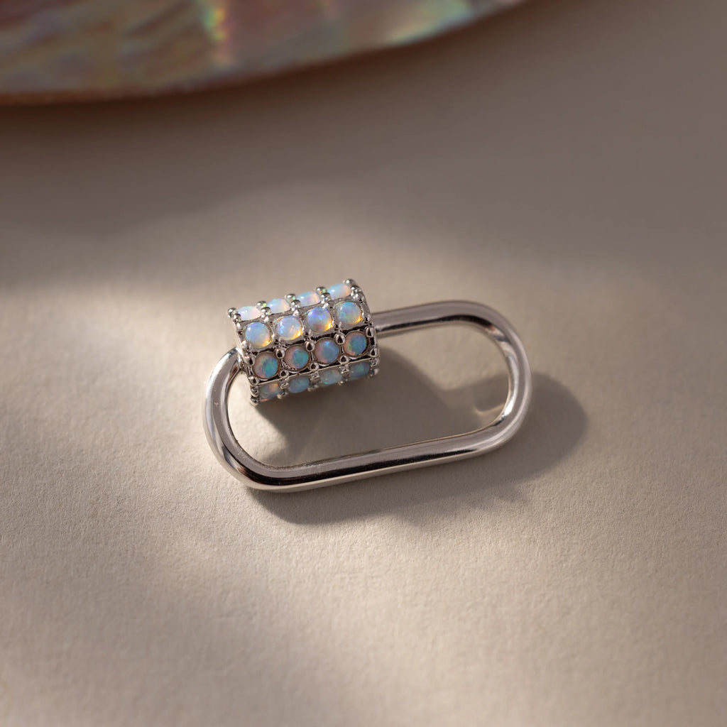 Opal Carabiner Clasp  Silver 18K Gold Plated