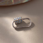Opal Carabiner Clasp  Silver 18K Gold Plated