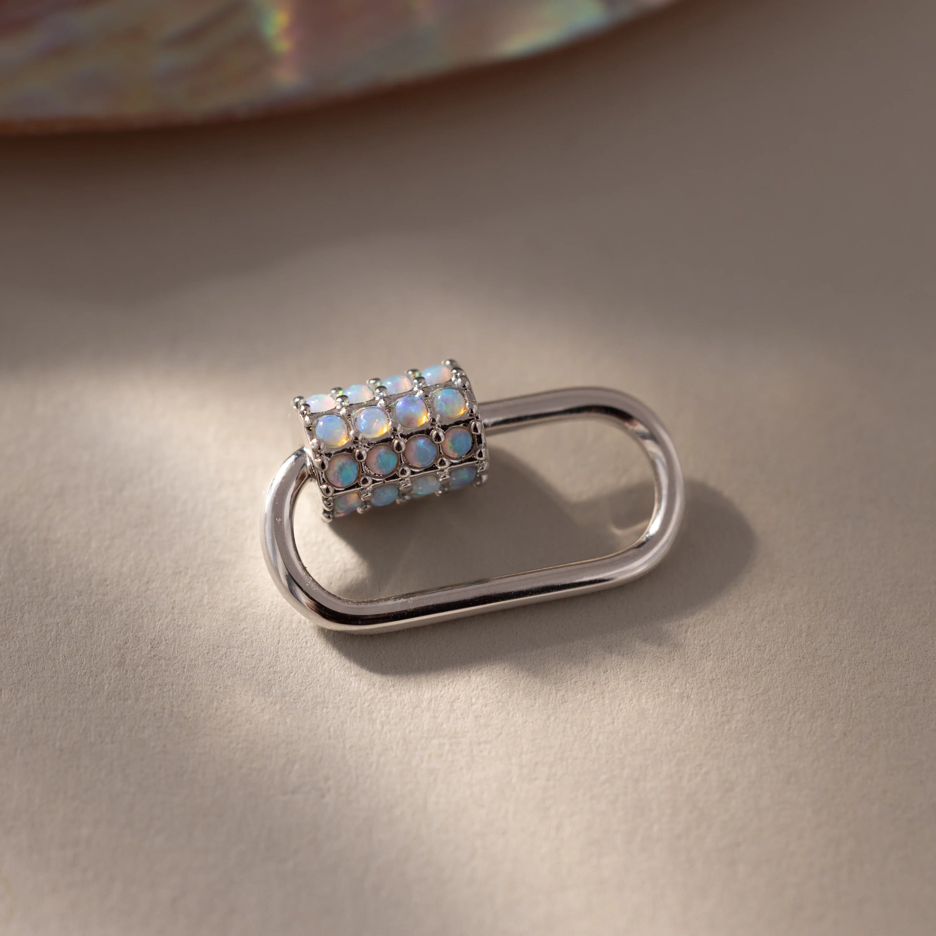Opal Carabiner Clasp  Silver 18K Gold Plated