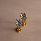 Birthstone Flatback Studs Silver 18K Gold Plated