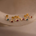 Diamond Alexandrite Duo Flatback Studs Silver 18K Gold Plated
