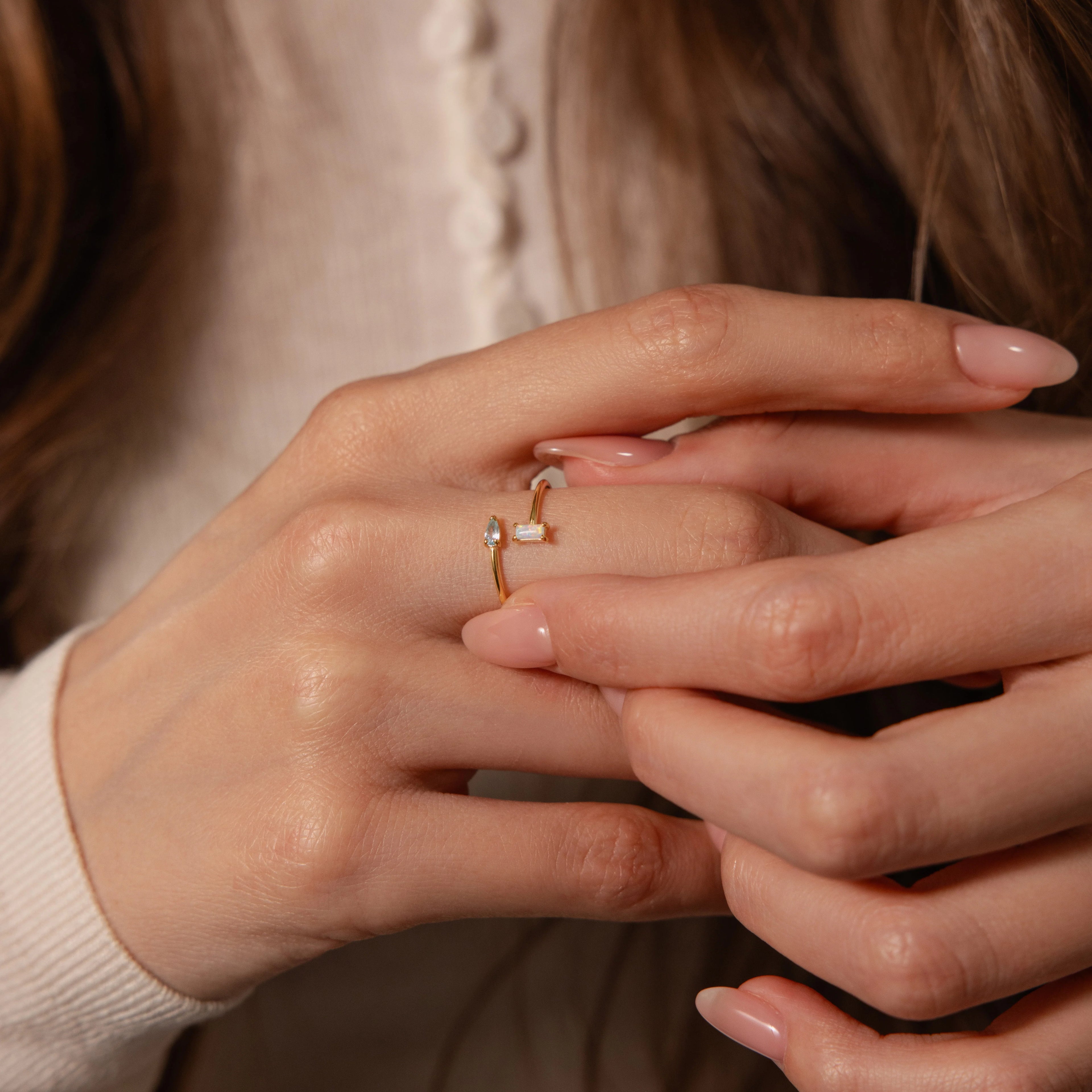 Toi et Moi Wrap Ring Silver 18K Gold Plated