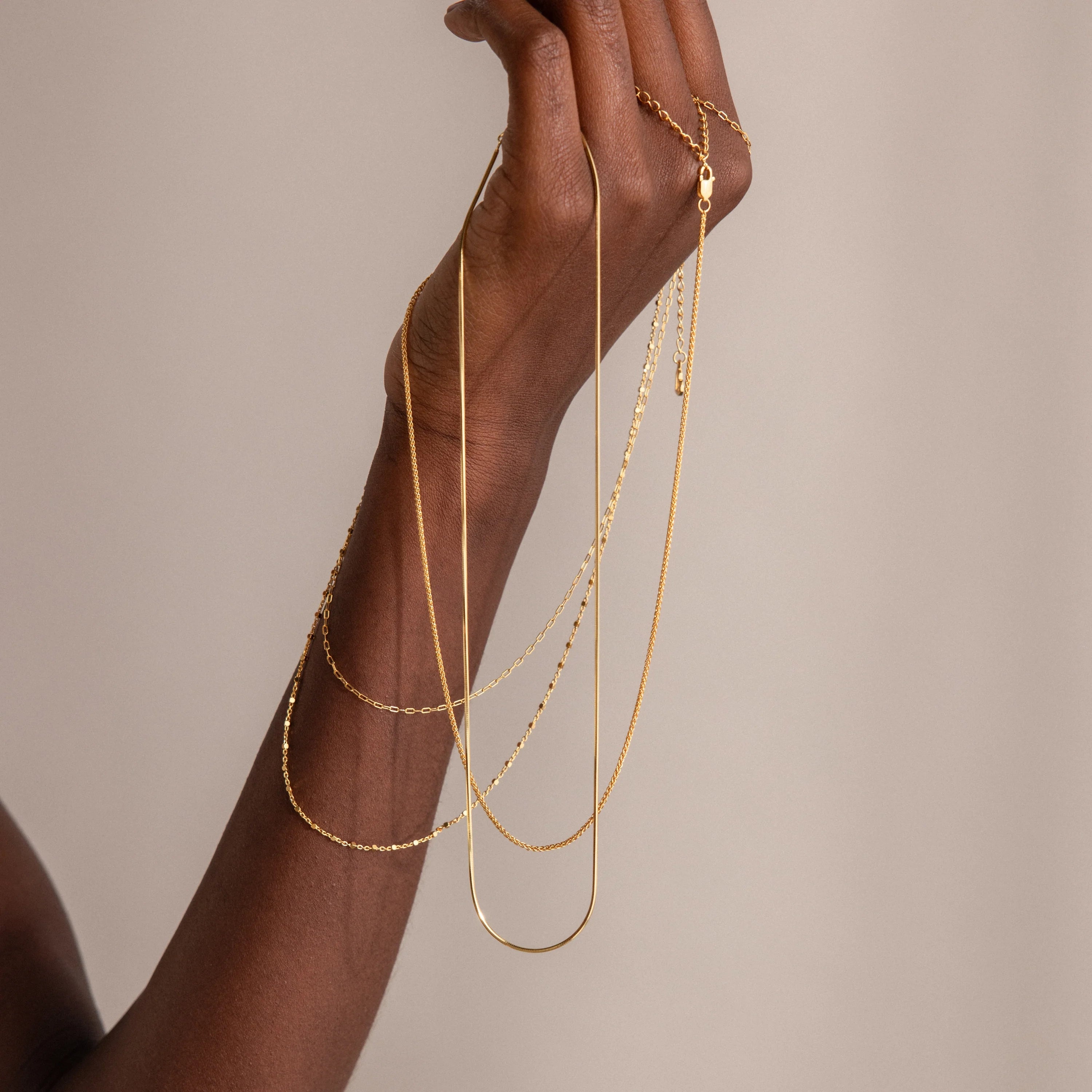 Woven Chain Necklace  Silver 18K Gold Plated