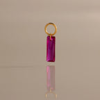 Skinny Baguette Ruby Charm Silver 18K Gold Plated