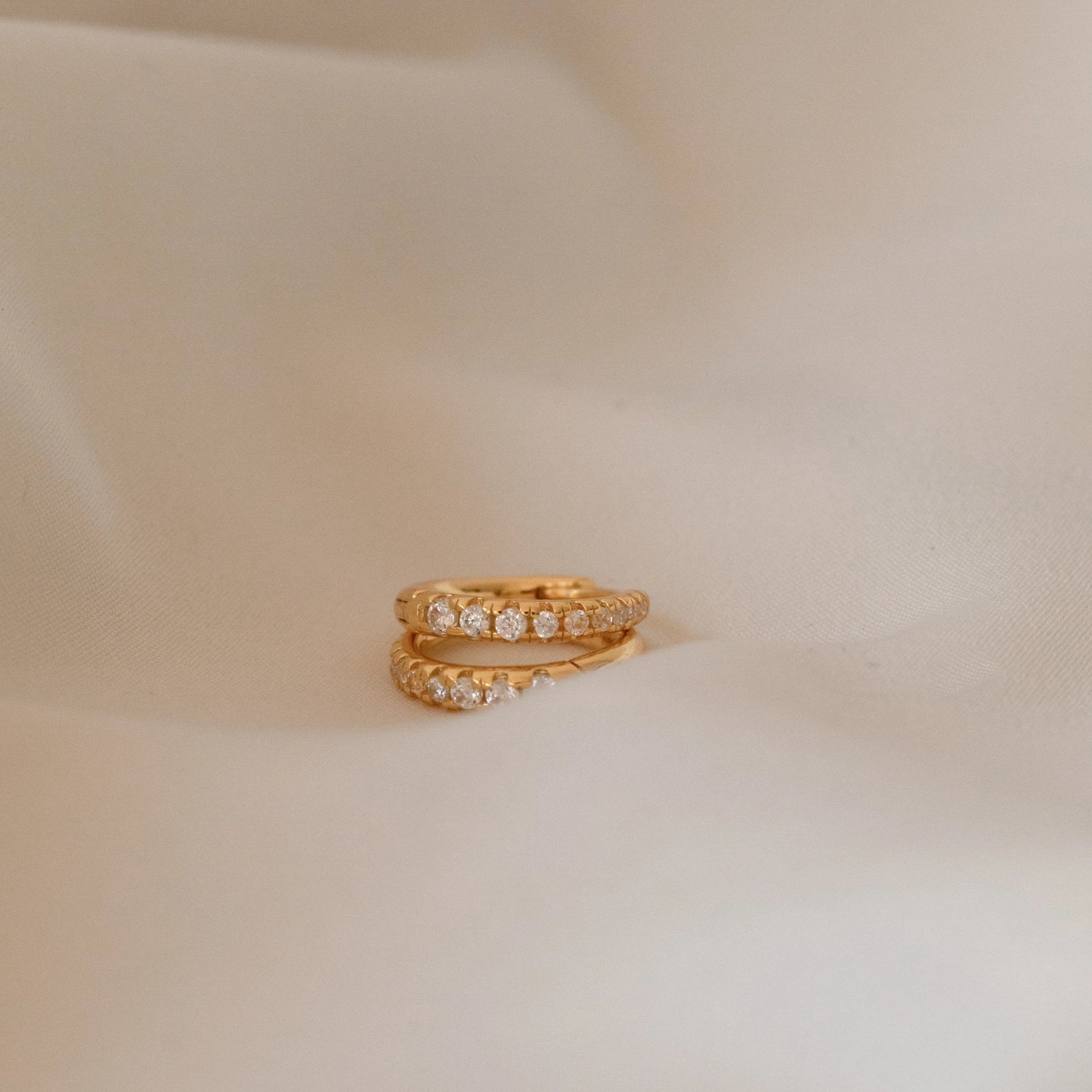 Diamond Pave Huggies Silver 18K Gold Plated