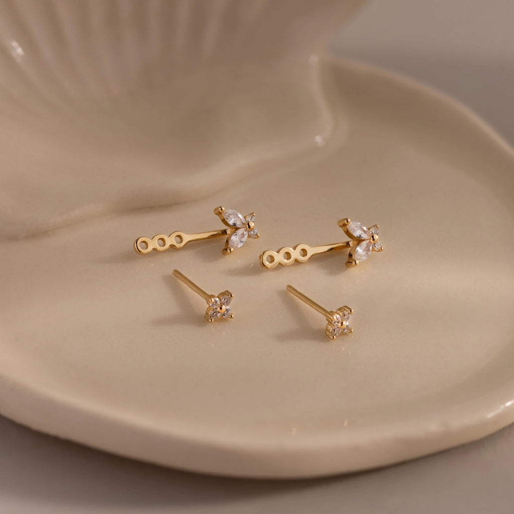 Butterfly Ear Jackets Silver 18K Gold Plated