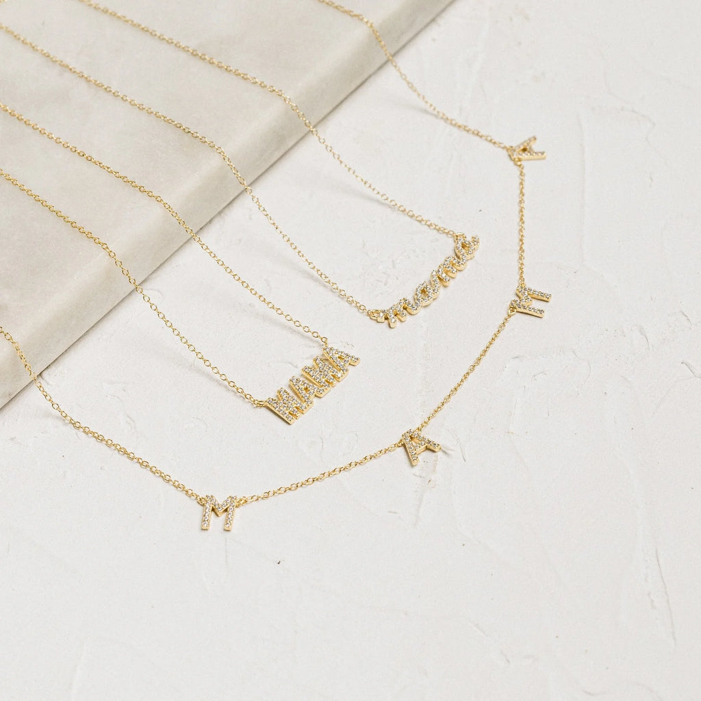 Mama Script Necklace Silver 18K Gold Plated