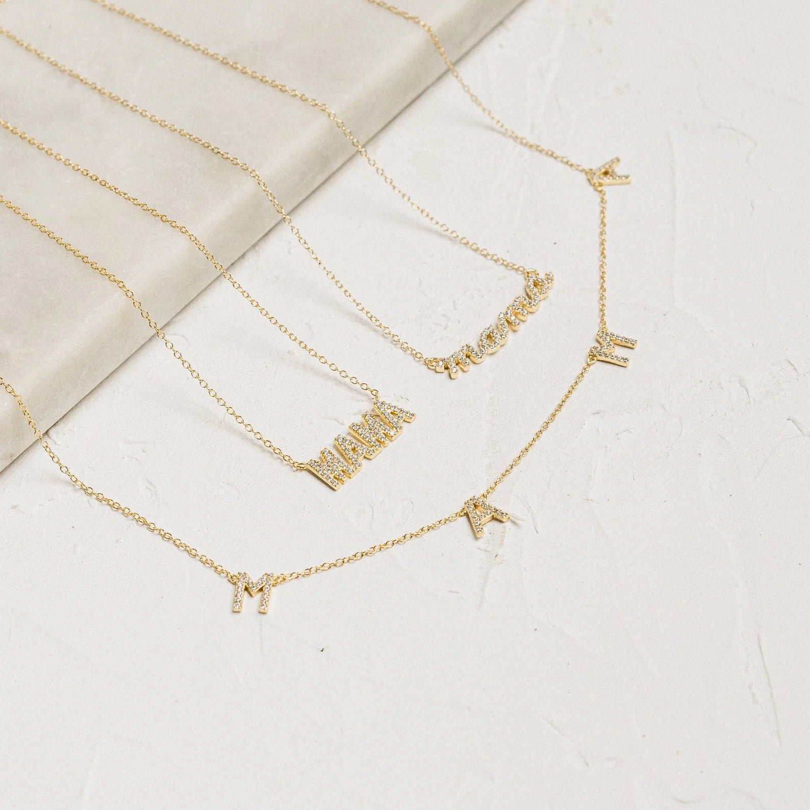 Mama Script Necklace Silver 18K Gold Plated