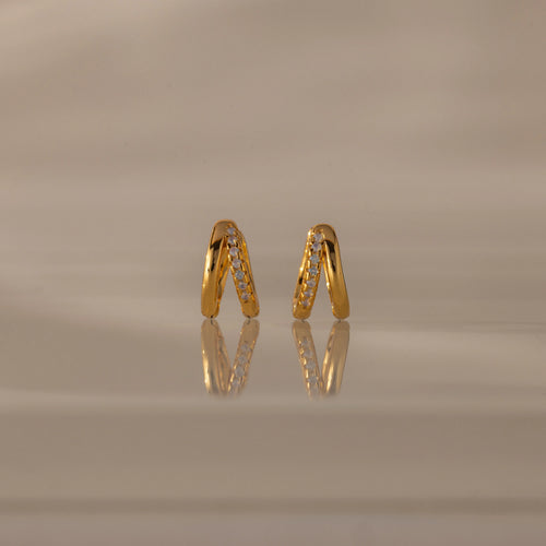 Amelia Duo Opal Huggies Silver 18K Gold Plated