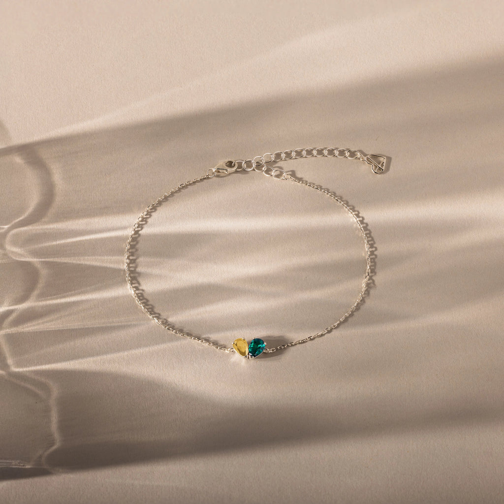 Toi et Moi Teardrop Heart Bracelet Silver 18K Gold Plated