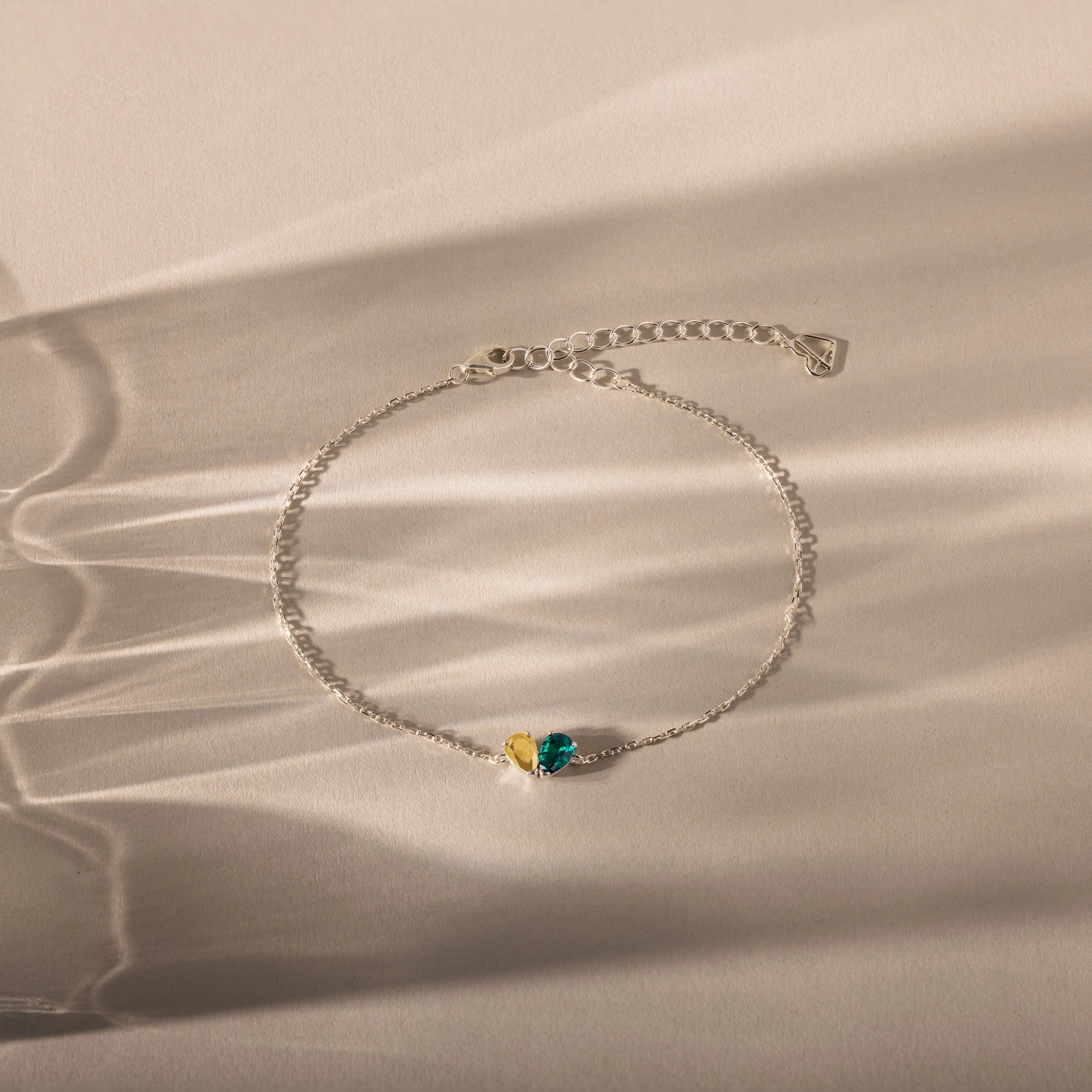 Toi et Moi Teardrop Heart Bracelet Silver 18K Gold Plated