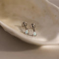 Opal Teardrop Flatback Studs Silver 18K Gold Plated