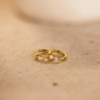 Dainty Opal Diamond Huggies Silver 18K Gold Plated