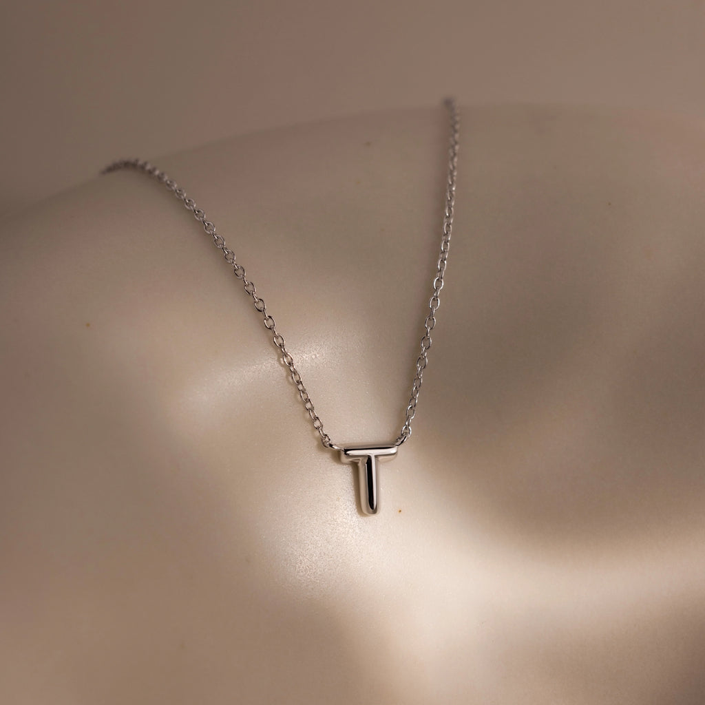 Dainty Bubble Letter Necklace Silver 18K Gold Plated