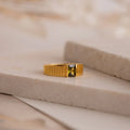 Olive Peridot Signet Ring Silver 18K Gold Plated