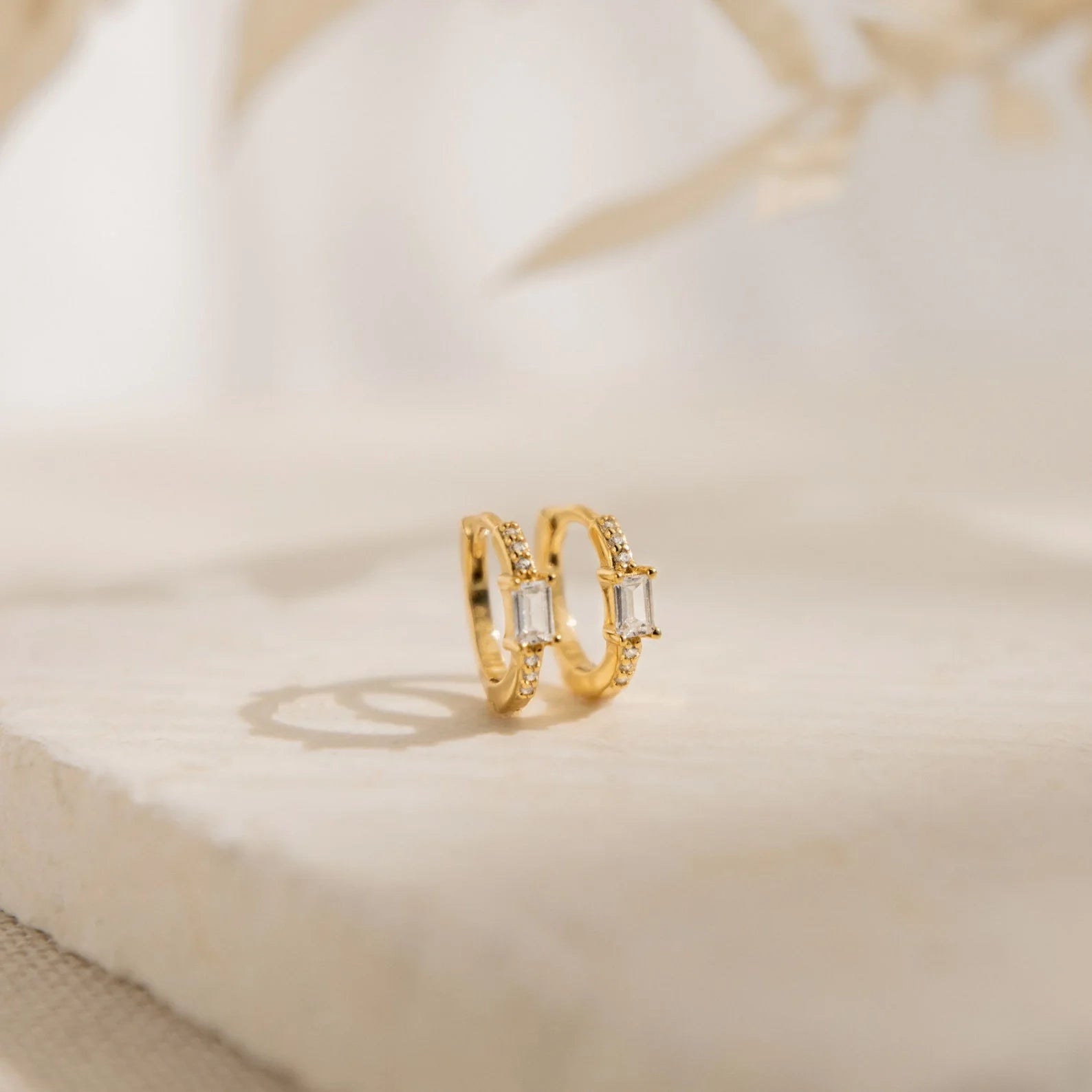 Diamond Pave Huggies Silver 18K Gold Plated