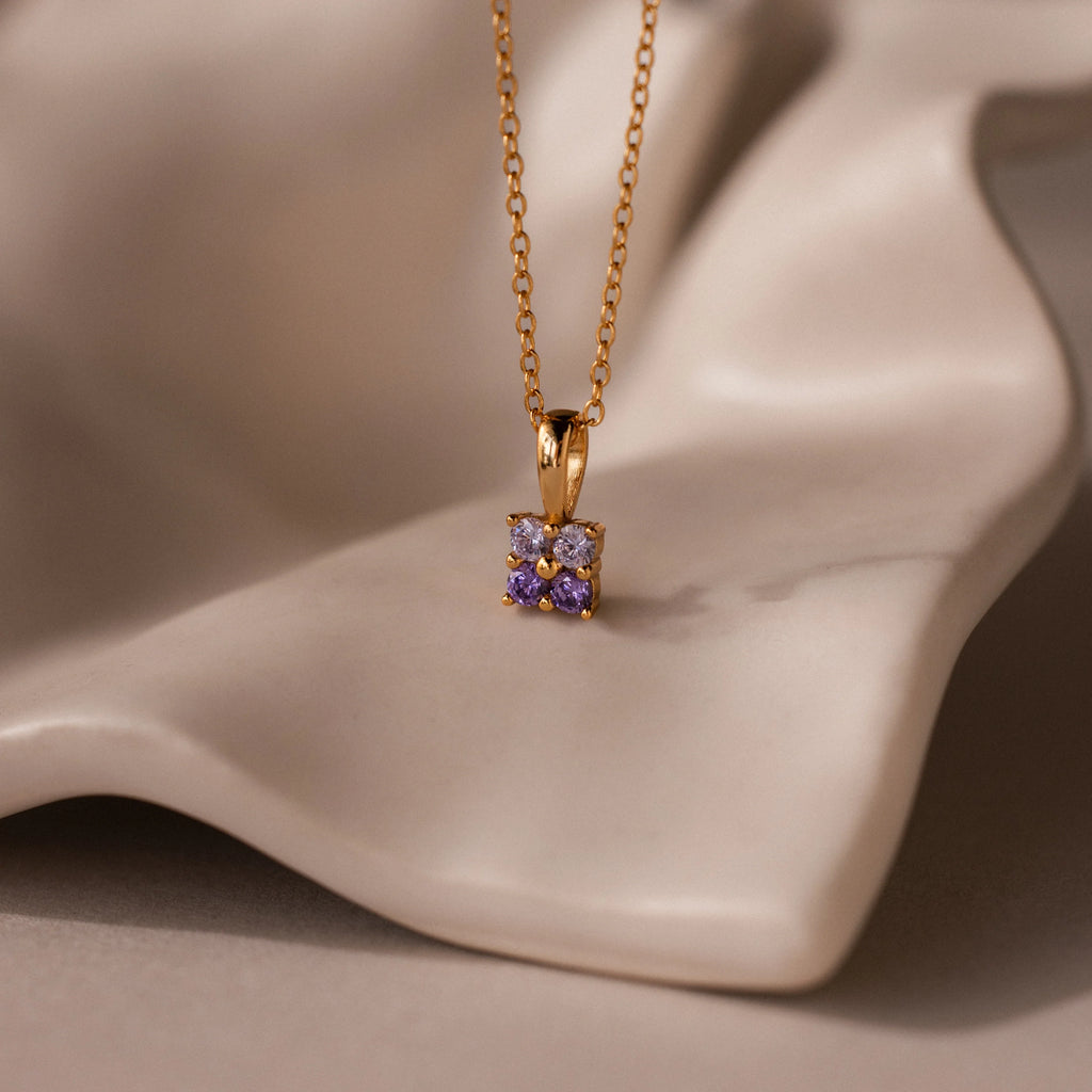 Alexandrite Flower Necklace Silver 18K Gold Plated