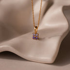 Alexandrite Flower Necklace Silver 18K Gold Plated