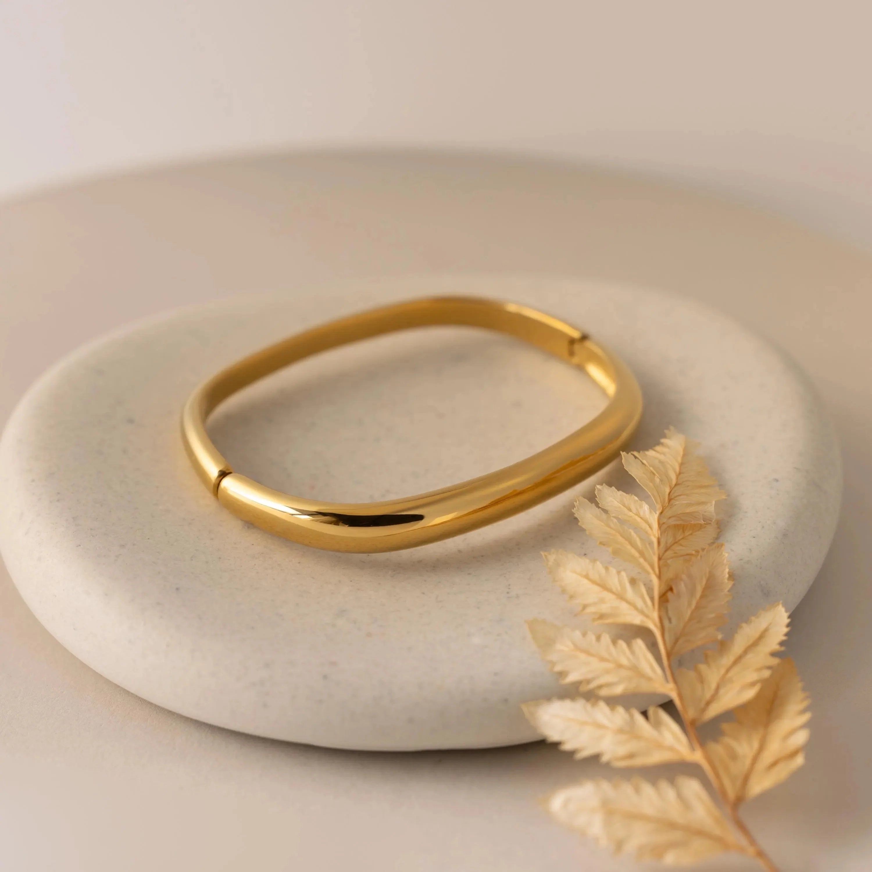 Square Bangle Silver 18K Gold Plated