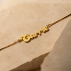 Groovy Name Box Chain Necklace Silver 18K Gold Plated