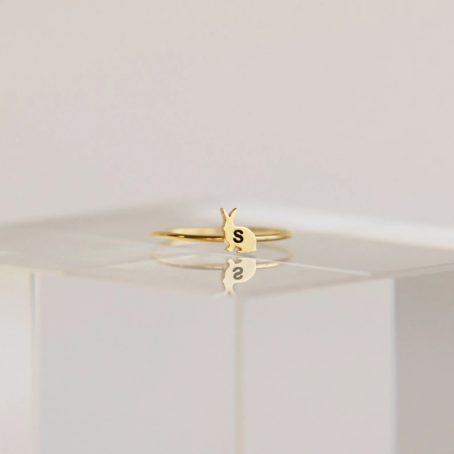 Pet Initial Ring Silver 18K Gold Plated
