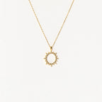 Pave Sun Charm Necklace Silver 18K Gold Plated