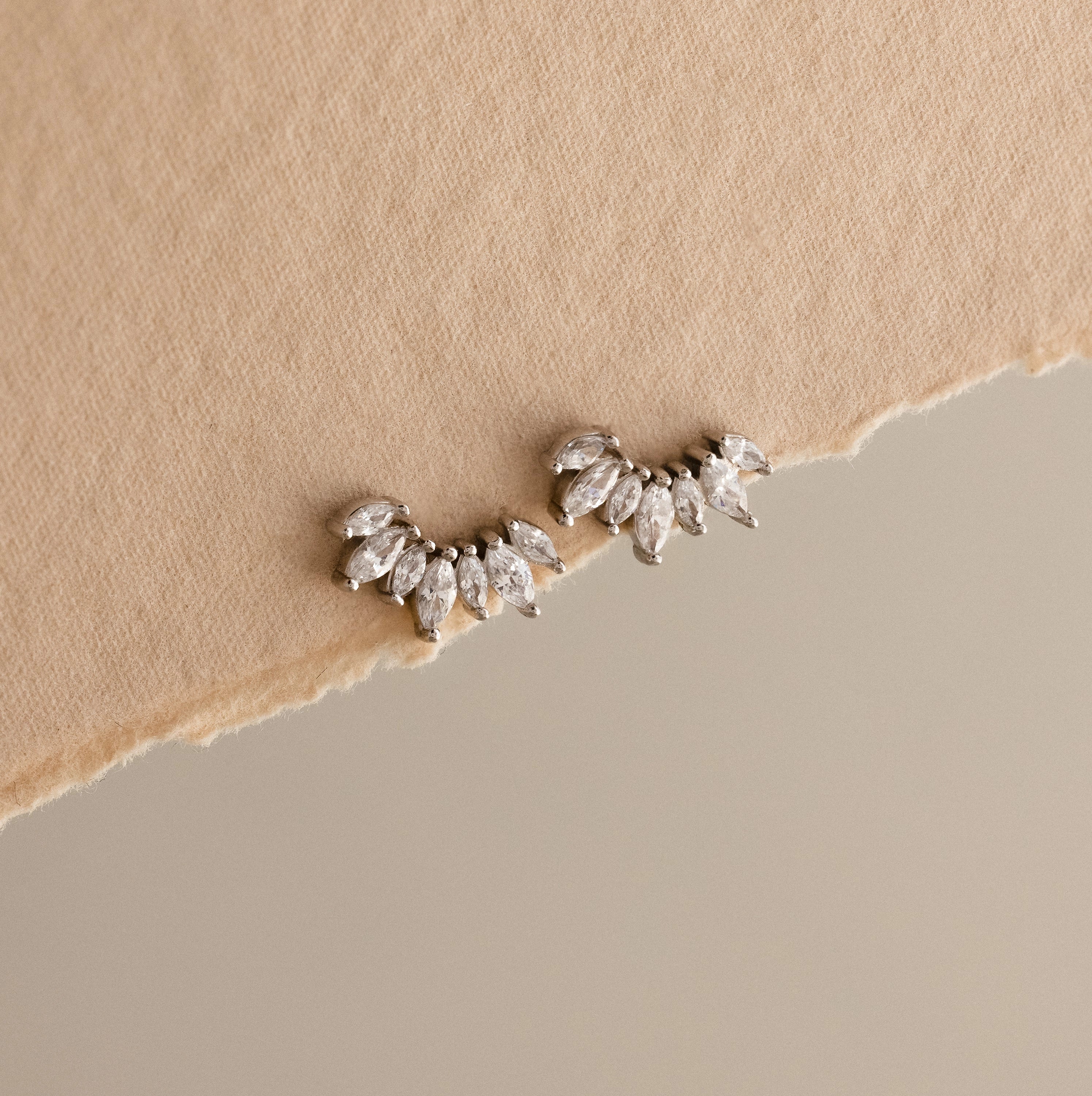 Marquise Cut Diamond Flatback Climbers Silver 18K Gold Plated